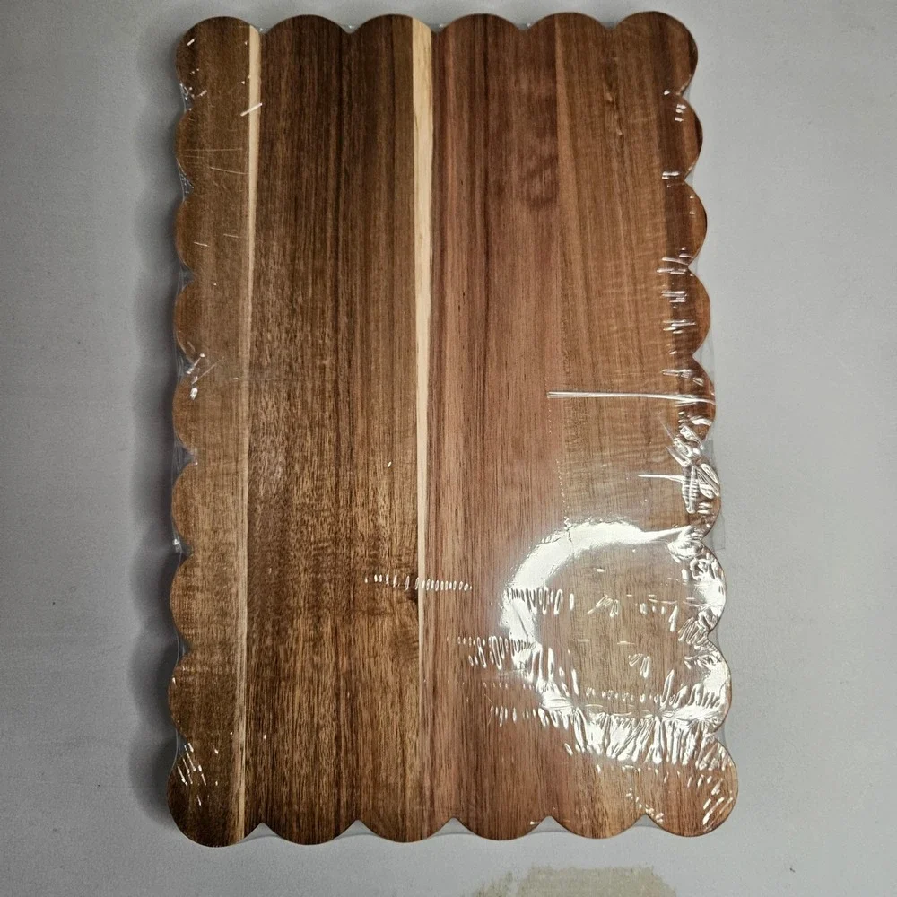 Acacia Wood Scalloped Cutting Boards Serving Trays Charcuterie‎ Boards Set of 3